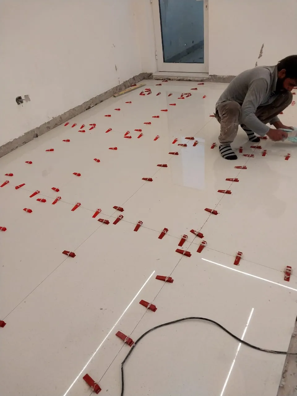 Floor electrical conduit installation, UAE construction site — photo 1