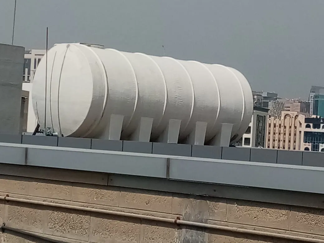 Rooftop water tank installation, UAE building